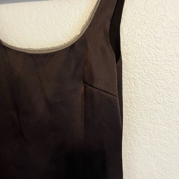 AKRIS Satin Silk Scoop Neck Raw Hem Tank Blouse Black Size 4 - Picture 7 of 10